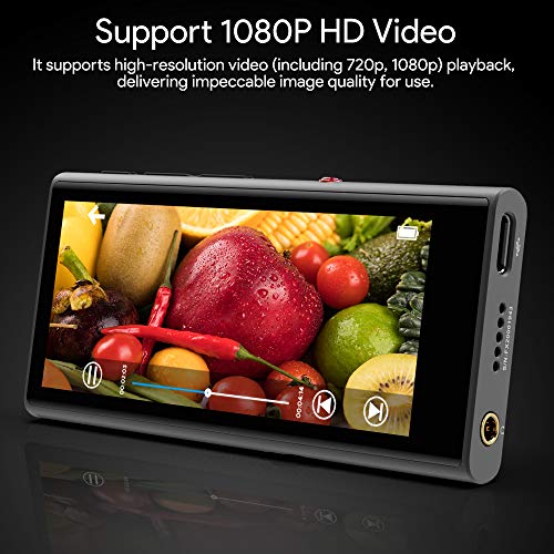 AKAMATE Mp3 Player, Music Player with Bluetooth 5.0, 3.5" Full Touchscreen, 8GB Player with 1080P HD Video, One Click Recording, Built-in Speaker, HiFi Lossless Sound, E-Book, Support up to 128GB