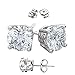 FANTOM Unisex Solid Silver Round Stud Earrings Cubic Zirconia Round Stones
