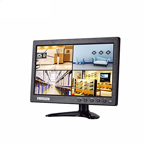 10" Inch CCTV Monitor HD 1024x768 Portable Display TFT LCD Color Video Monitor with BNC HDMI VGA AV Input for FPV DVR CCTV Cam Car Monitor PC Computer Monitor Home Office Surveillance System