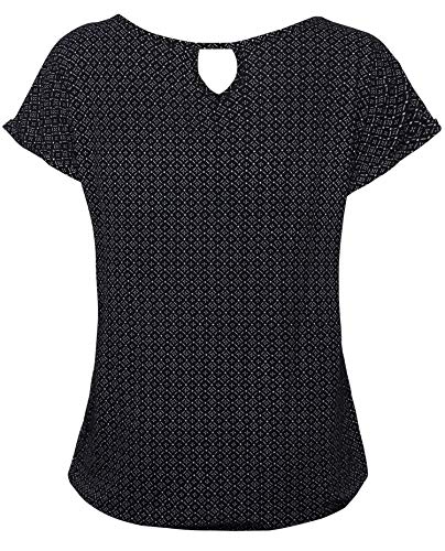 Fleasee-Damen-T-Shirt-Rundhals-Kurzarmshirt-mit-Allover-Druck-Sommer-Bluse-Casual-Top