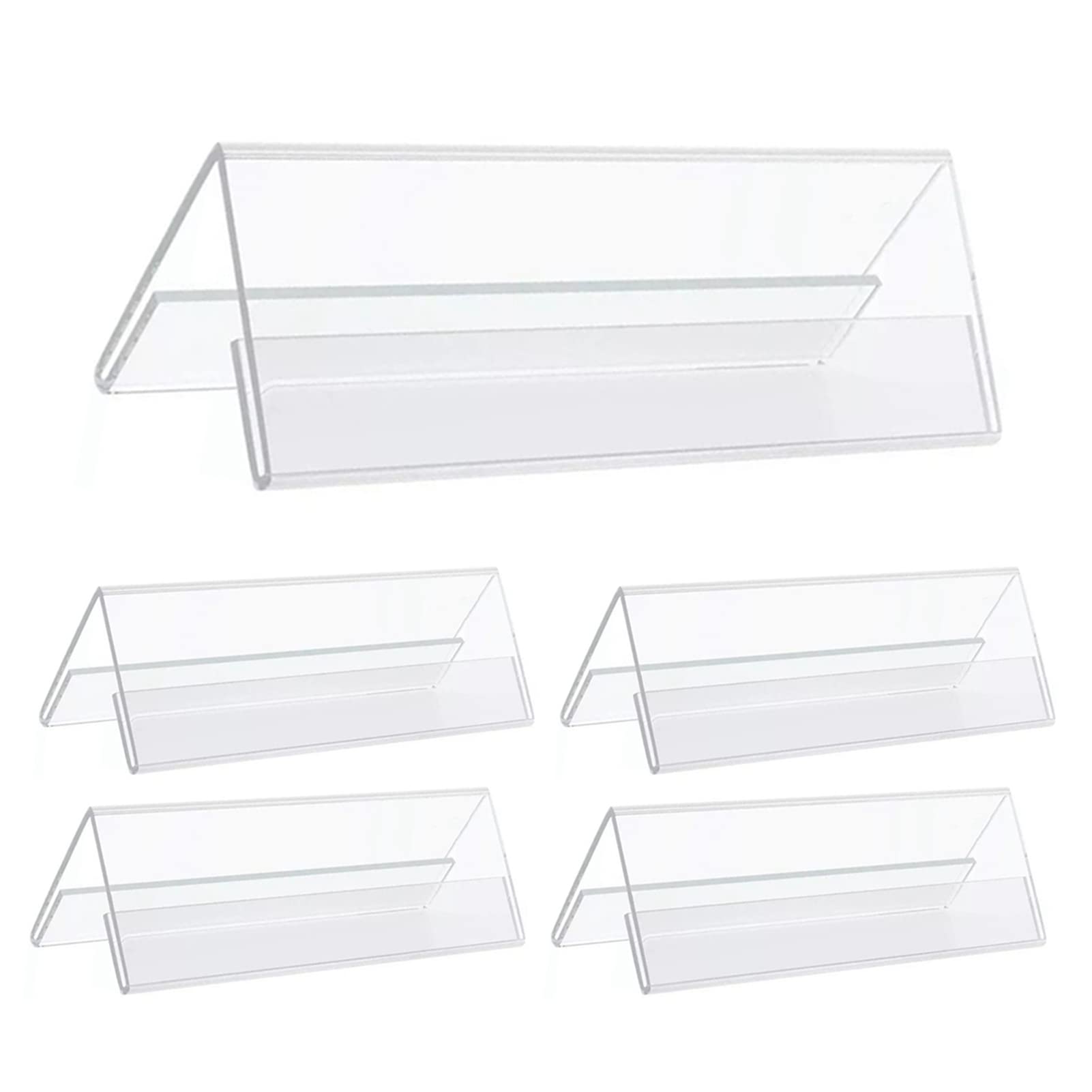 Hapivida 5Pcs Sign Display Holder, Clear Acrylic Price Display Holder Office Desktop V-Shape Business Name Card Price Card Tag Label Counter Top Stand