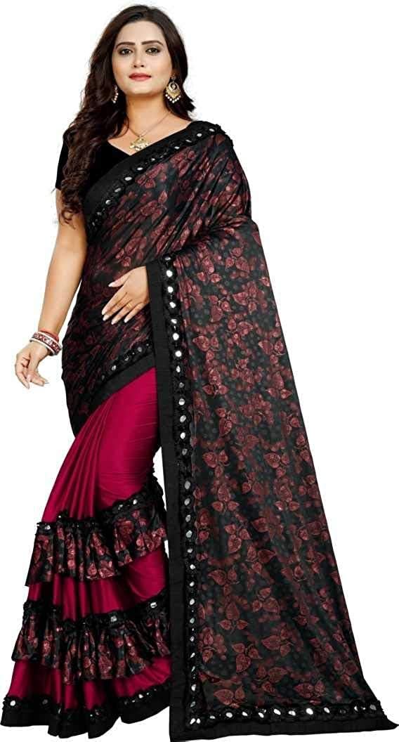 Women's Printed Malai Silk Saree With Blouse