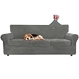 ZNSAYOTX Luxury Velvet Couch Cover 4 Piece Stretch