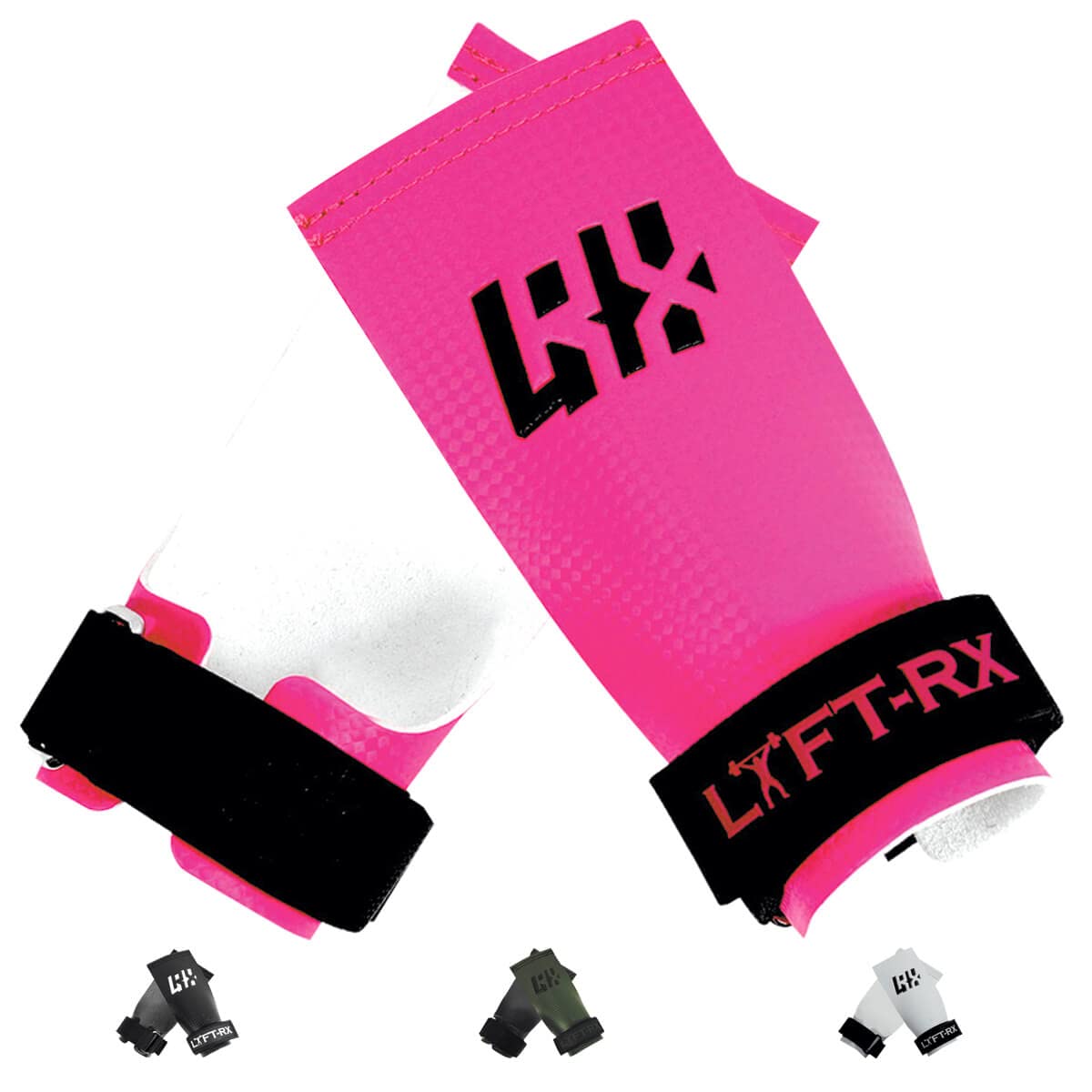 LYFT-RX Carbon Fiber Hand Grips for Weightlifting, Cross Training, Pullup, Muscle Ups - No Hole Fingerless Grip, Gymnastics Fit, Men/Women Lift Gloves, Protects Palms & Enhances Grip, Pink, Small