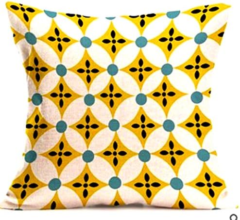 MOCOFO Cotton Linen Sofa Home Lemon Argyle Pattern Decor Design Square Hypoallergenic Throw Pillow Case Cushion Covers 18''x18''