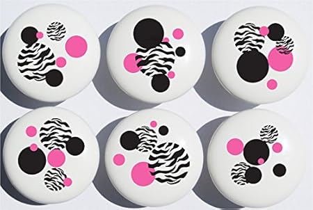 Zebra Print Dot Drawer Pulls Zebra Ceramic Drawer Knobs Set Of 6