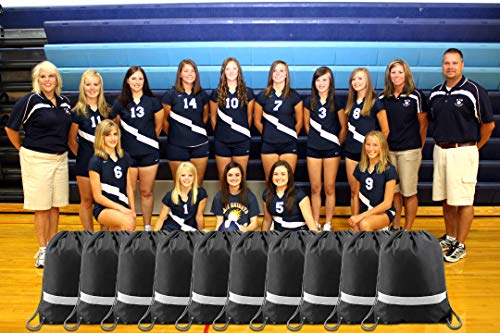 6 Black+Drawstring+Backpack+Reflective+Promotional