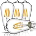 DORESshop LED Filament Bulb Dimmable, 75Watt Equivalent (8W) Light Bulbs, 2700K Warm White, 800lm, 330 Degree Beam Angle, ST64 Antique Shape, E26 Medium Base Light Bulbs for Home Lighting, 4Pack