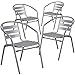 Flash Furniture Lila 4 Pack Silver Metal Restaurant Stack Chair with Aluminum Slats