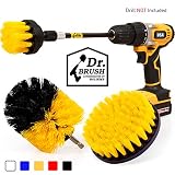 Holikme 4 Pack Drill Brush Power Scrubber Cleaning Brush Extended Long Attachment Set All Purpose Drill Scrub Brushes Kit for Grout, Floor, Tub, Shower, Tile, Bathroom and Kitchen Surface