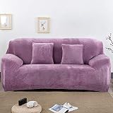 Teynewer Velvet Sofa Cover 2 Seater Purple High Stretch Non Slip Elastic view 7