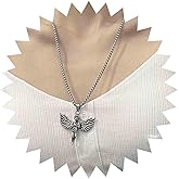 Andelaisi Boho Angel Choker Necklace Silver Angle Wing Pendant Necklace Gothic Angel Wing Necklace Choker Vintage Angel Religious Necklace Jewelry for Women