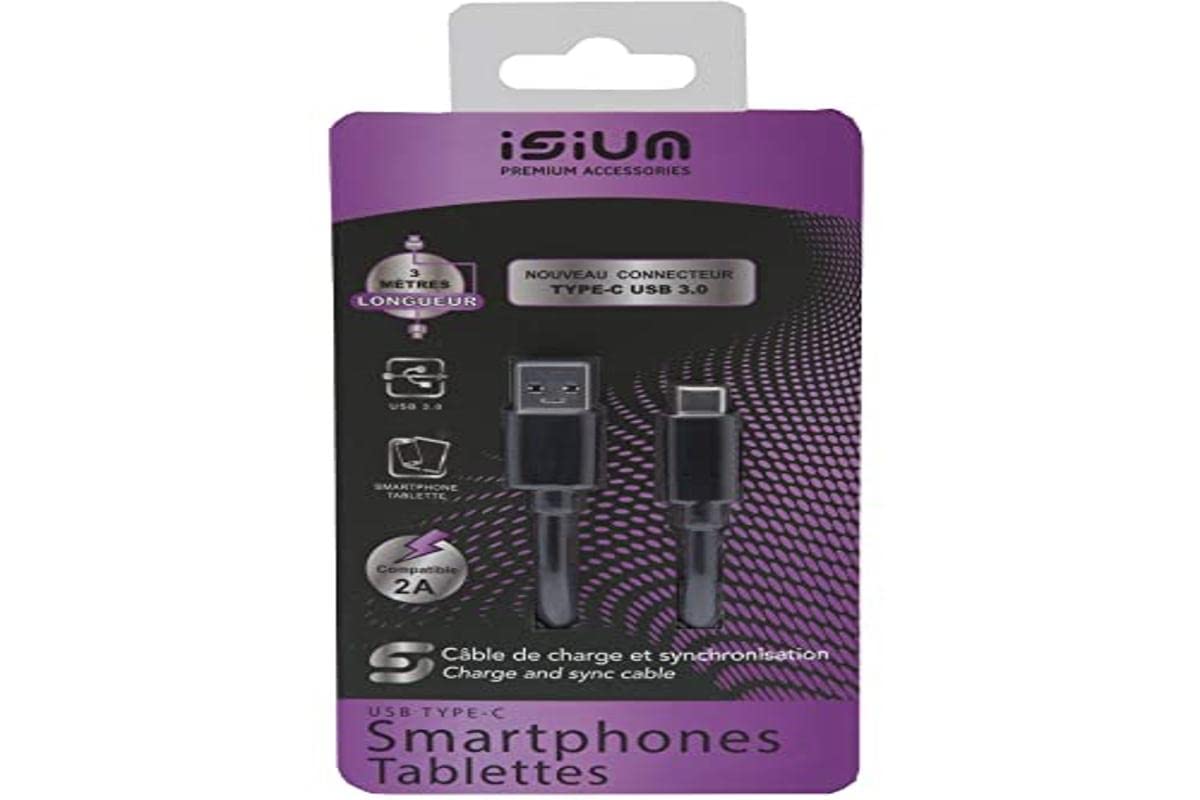 ISIUM USB 3.0 A/Type C Male/Male Cable 3 m, Black