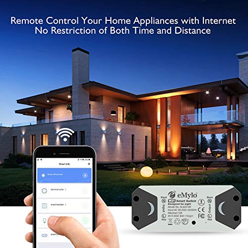 eMylo Smart WiFi Light Switch Wireless Relay Switch AC 220V 2 Channel Tuya Module App 90-250V Remote Control Home Automation Timers Compatible with Alexa Echo Google Home Support IOS Android 4 packs - Thumbnail 3