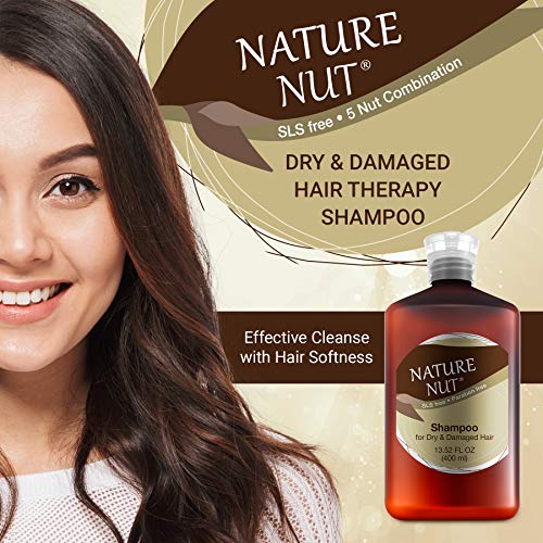 Nature Nut Dry & Damaged Hair Repair Shampoo - Hypoallergenic Hair Cleansing Moisturizer with 5 Nut Hydration Boost Formula for Hair and Scalp