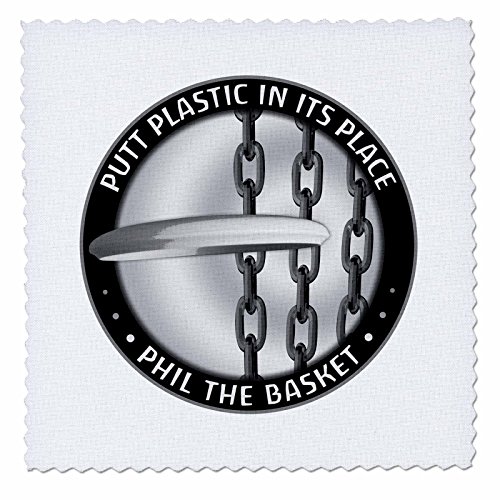 3dRose LLC qs_18150_1 Phil The Basket 2 Frisbee Disc Golf Putter Thrown into The Chains of a Basket Quilt Square, 10 by 10-Inch