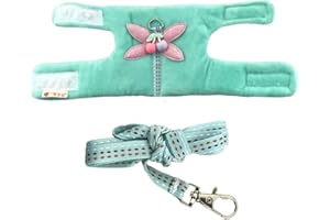 ANIAC Guinea Pig Harness and Leash Set Soft Fleece Small Animals Working Harness Comfort Hamster Vest Small Pet Warm Clothes for Rats Ferret Gerbil Sugar Glider Chinchilla (Large, Green)