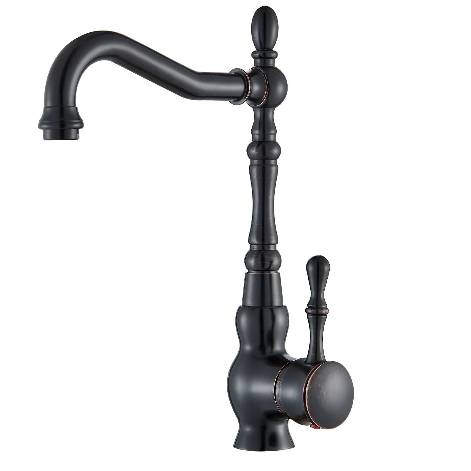Suguword Black Antique Retro Single Lever Bathroom Tap Washbasin Tap with 360° Swivel Spout Bathroom Mixer Tap Brass Single Hole Installation