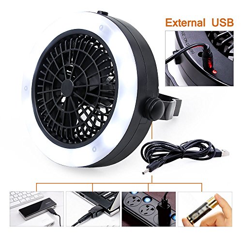 VEEAPE LED Camping Lantern, Rechargeable Tent Light with Ceiling Fan(2rd Generation), The One of Best Camping Gear for Emergency, Hurricane, Power Outage