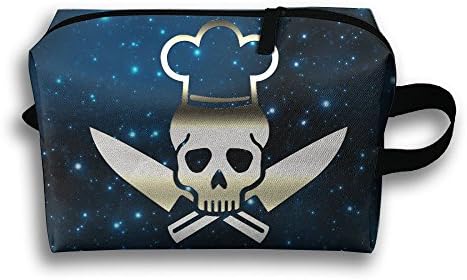 Skull And Chef Knives Oxford Travel Toiletries Bag Sturdy Organizer Cosmetic Handbag For Women Men Portable