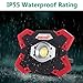 sunzone LED Work Light 20 Watt 1200 Lumens FloodLight Outdoor Camping Fishing Spotlights Searchlight Built-in Rechargeable Lithium Batteries Lamp with USB Ports (6006 Red)