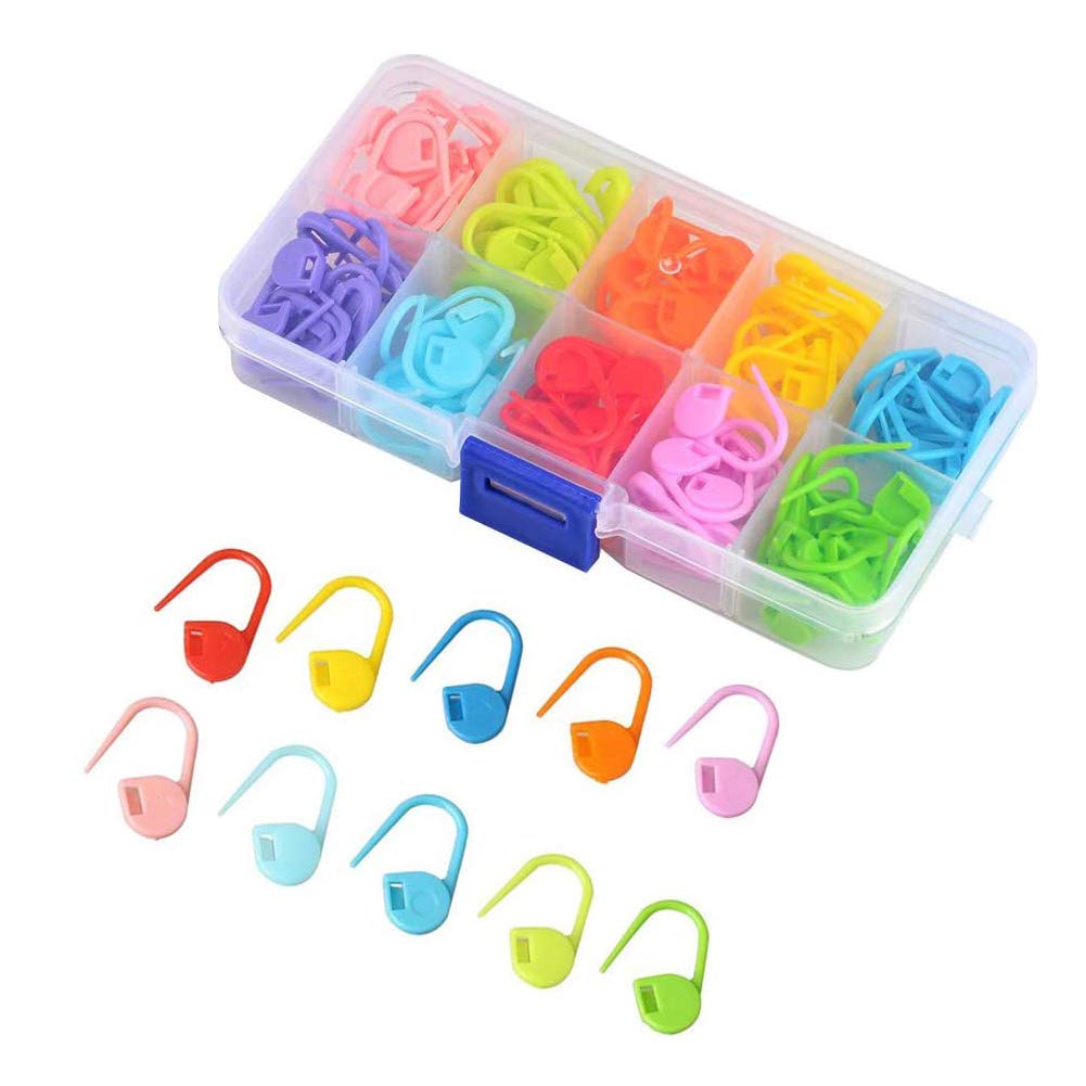 Knitting Stitch Markers, 120 Pcs Stitch Counter Crochet Accessories for Knitting UK with Plastic Box, 10 Colours
