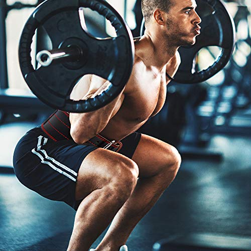 【2020 Upgraded】 Genuine Leather Pro Weight Lifting Belt for Men and Women - Durable Comfortable and Adjustable with Buckle - Great for Weightlifting on Squats, Deadlift, Cross Training