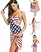 Womens Dresses Summer Bikini Cover Ups Swimsuit Beach Sexy American USA Flag Sleeveless Backless Dress Wrap (M) Picture Color