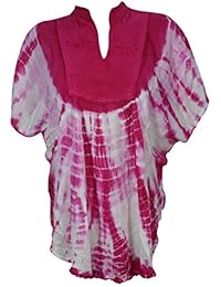 Women's Cover Up Top Tie Dye Pink Gypsy Boho Kimono Blouse