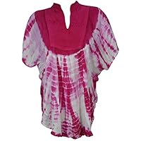 Women's Cover Up Top Tie Dye Pink Gypsy Boho Kimono Blouse