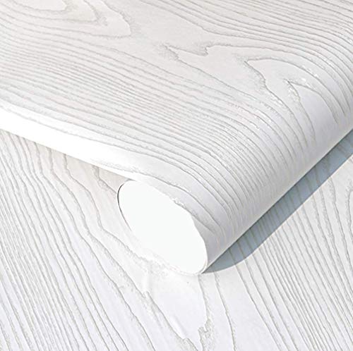 Amao Silver Line White Wood Paper Vinyl Wallpaper Peel and Stick for Countertops Close Removable Wall Sticker 15.7''x78.7'' - Thumbnail 4