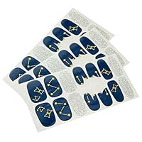 Qinlee 3 Sheet Nail Art Stickers Tips Constellation Design Full Cover Sticker Wraps False Nail Design DIY Manicure Adhesive Nails Decals (Blue)