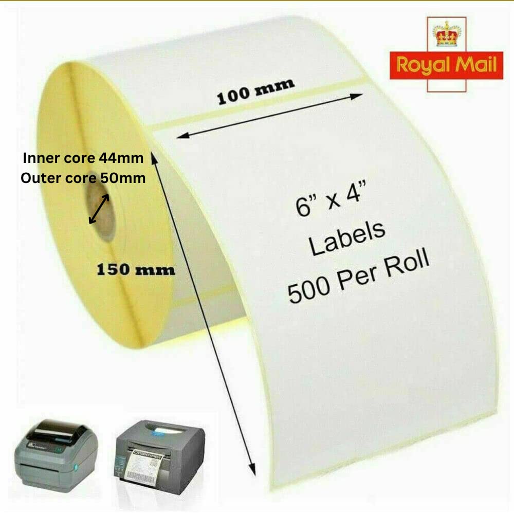 OHM BOY Thermal Printing ROLL for All Printer 4X6 INCH Size and 500 Label Waterproof Printing Black Print (1 ROLL 4'' X 6'')