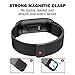 POY Metal Replacement Bands Compatible for Fitbit Charge 3 and Charge 3 SE Fitness Activity Tracker, Milanese Loop Stainless Steel Bracelet Strap with Unique Magnet Lock for Women Men, Large Black