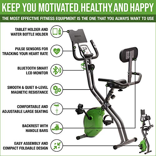 ShareVgo Bluetooth Smart Folding Semi Recumbent Magnetic Upright Exercise Bike with free APP for Indoor Bike Workout Log… - Image 3