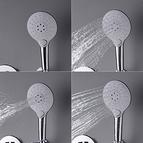 STARBATH Shower Sets with Rain Fall Shower Head and Handheld Set, Shower Mixer Faucet Valve Kit, Adjustable Wall Mounted Shower Holder for Shower System,Chrome (Rain Shower Set White Round) - Thumbnail 2