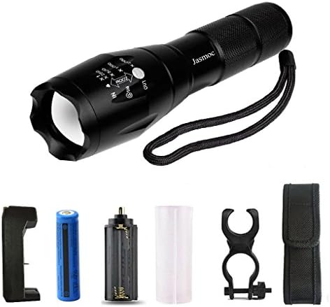 Jasmoc Tactical Flashlight 1000 Lumens XML T6 LED Portable Adjustable Focus (Flashlight Kits)