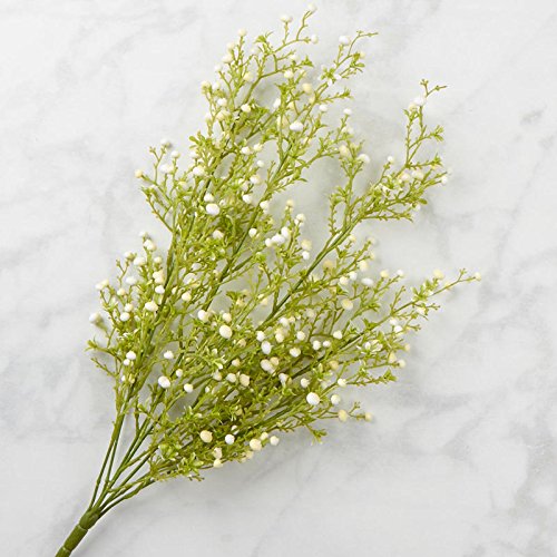 Cream Vinyl Artificial Starflower and Berry Bush For Indoor Decor