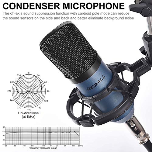 REMALL Recording Microphone, bm 800 Condenser Microphone Kit, USB