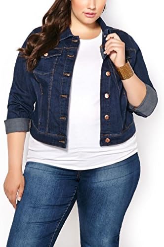 Penningtons Womens Plus Size d/c JEANS Long Sleeve Denim Jacket Dark Denim Wash X