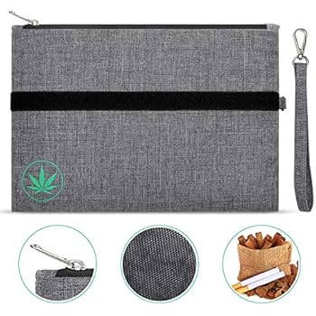 Smell Proof Bag- 11x9 Odor Proof Bag with Mesh Divider- Eliminate Food Herbs Coffee Tea or Smell Scent and Portable for Travel -Zip on Top SmellProof Container-Grey