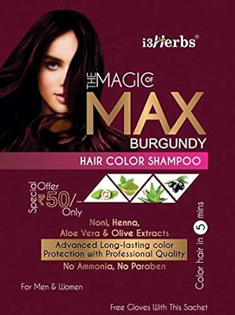 Buy I3herbs Max Burgandy Hair Color Shampoo 20ml X 6 Online At