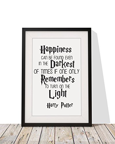 Harry Potter Inspired Quote ‘Happiness Can Be Found In Even The Darkest Of Times’ Framed A4 Print and 12×10 Glazed Frame With Mount Gift Idea
