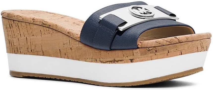 Amazon.com | Michael Kors Warren Navy Leather Platform Sandal Women Size 7 M | Platforms & Wedges