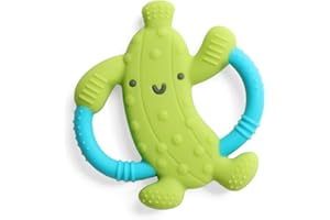 Itzy Ritzy Pickle-Shaped Baby Teether with Handles; Silicone Teether for Babies with Easy-Grab Handles and Textured, Teethabl