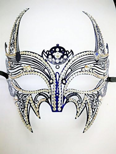 FABULUOS Men's Laser Cut Masquerade Masks Glitter Halloween M7155 (M7155 Blue)