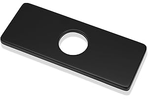 Murtenze 6 Inch Sink Faucet Hole Cover Deck Plate, Matte Black Escutcheon Faucet Plate, Stainless Steel Faucet Hole Cover for Kitchen Bathroom Sink 1 Hole or 3 Hole 4 Inch Centerset, 1 Pack