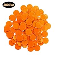 QVQQ 100 Pieces Counters Counting Chips 1 Inch Opaque Plastic Learning Round Counters Bingo Chip Disks Markers Mini Poker Chips for Math Practice and Bingo Chips Game Tokens(Orange)