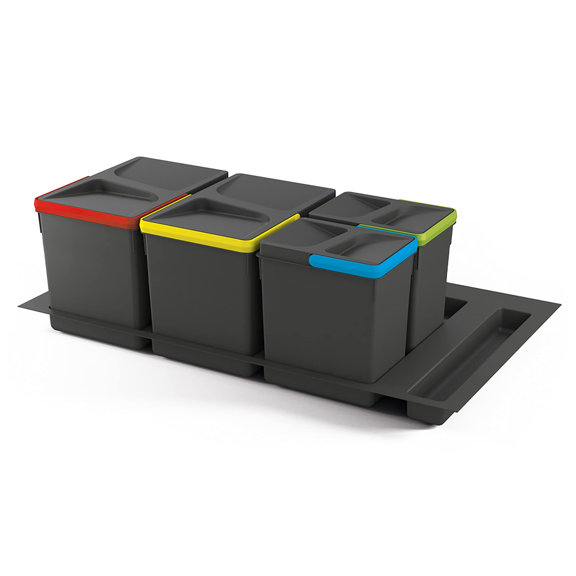 Emuca - Waste bins for drawer system, waste sorting bin with cut-out base, set of bins height 266mm with 90cm base