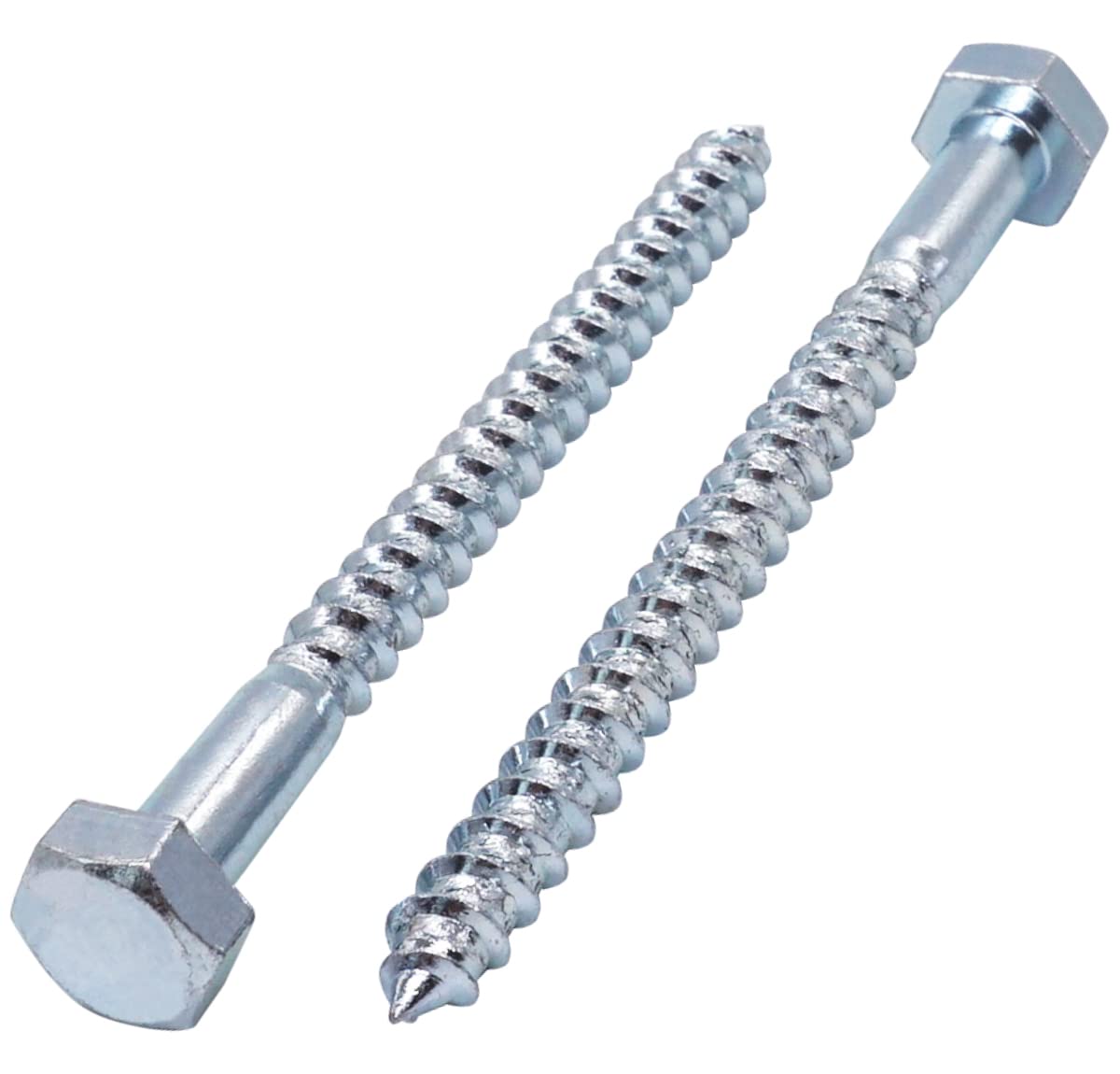 SKIR'CO (6 pcs) DIN 571 Zinc Plated Steel Hexagon Head Wood Screws M10 x 120 mm, Coach Screws, Hex Screw, Lag Bolts